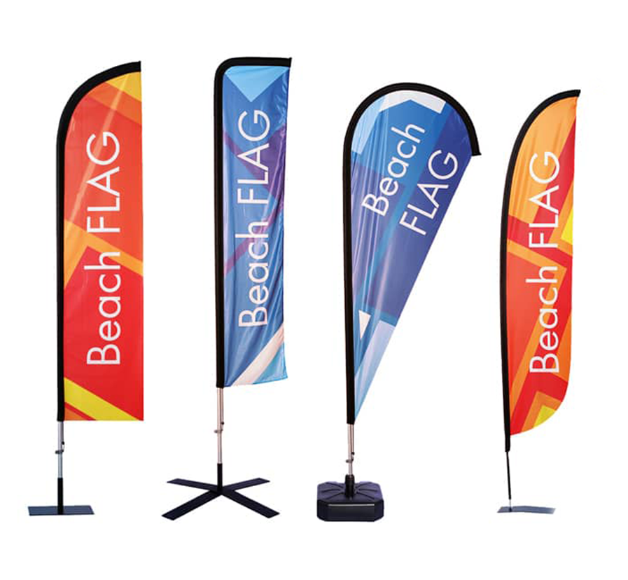Beachflag-ou-oriflamme-forme-voile Beach flag / Oriflamme – Image 1